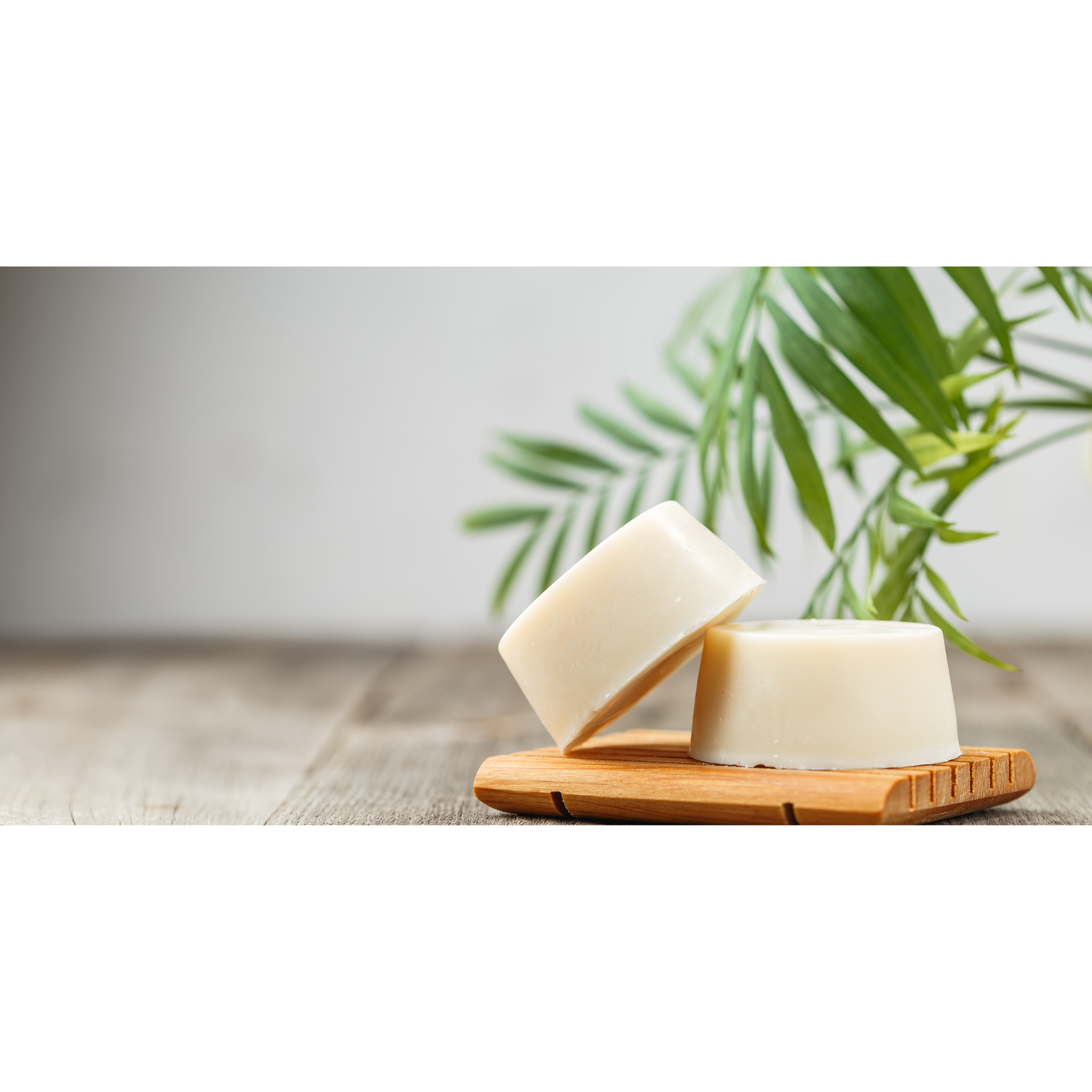 Celtic Clan Soapery conditioner bars white on bamboo dish