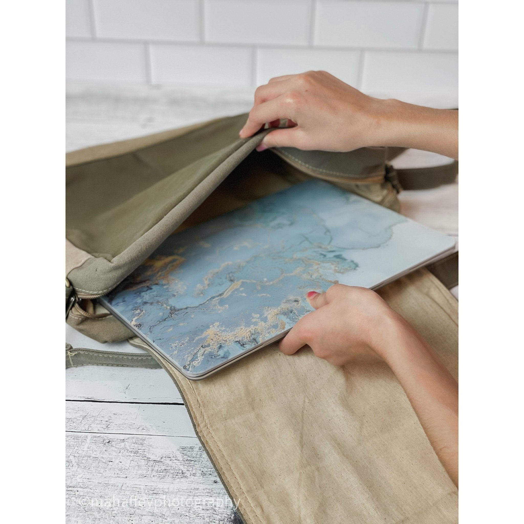 Faith Bigger than Fear Recycled Military Tent Crossbody Bag | Veteran Support - Celtic Clan Soapery LLC