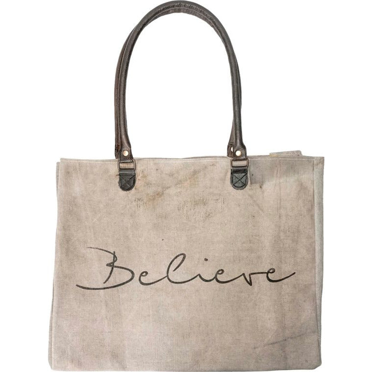 Believe Recycled Military Tent Market Tote