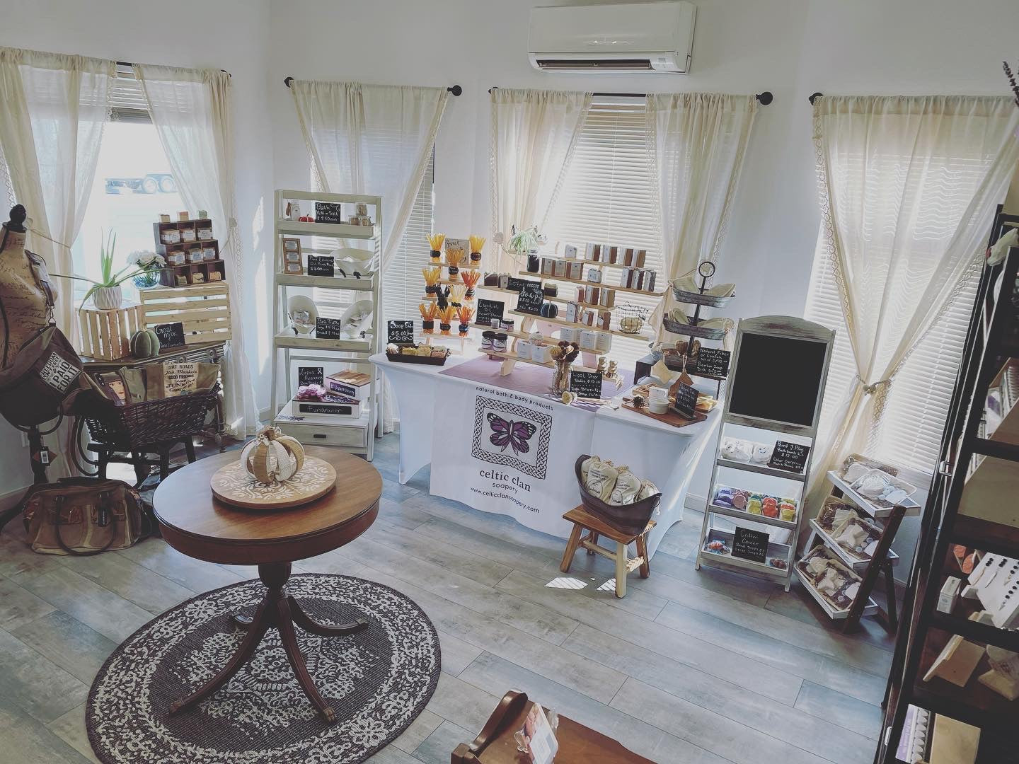 The Celtic Clan Cottage retail space with products by Celtic Clan Soapery