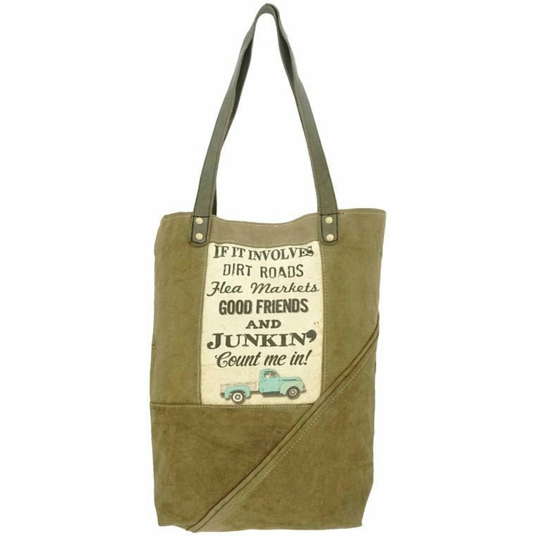 Dirt Road Junkin' | Recycled Military Tent Tote | Handmade - Celtic Clan Soapery LLC