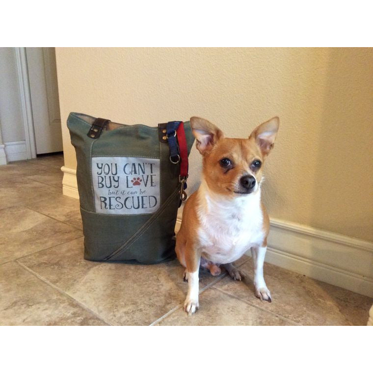 Rescue Dog Recycled Military Tent Tote